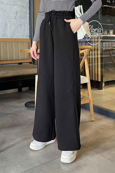 Üç İplik Bol Paça Eşofman Siyah