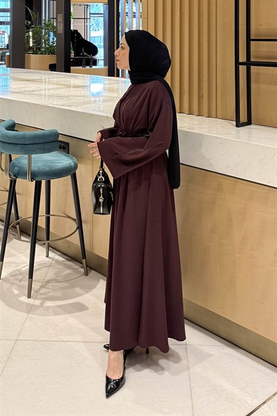 Nora Bağcıklı Tesettür Elbise Mürdüm