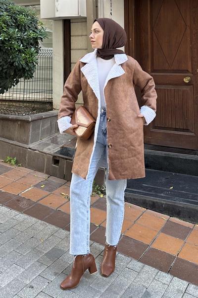 Süet Garnili Mont Acı Kahverengi