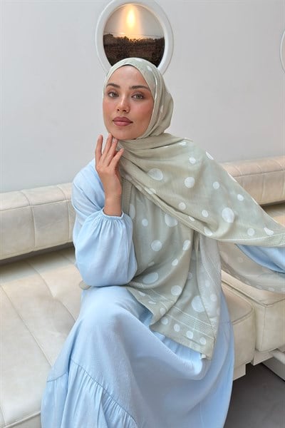 Puantiye Desen Soft Şal Mint Yeşili