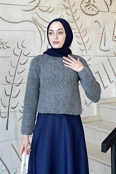 Örgülü Kazak Antrasit