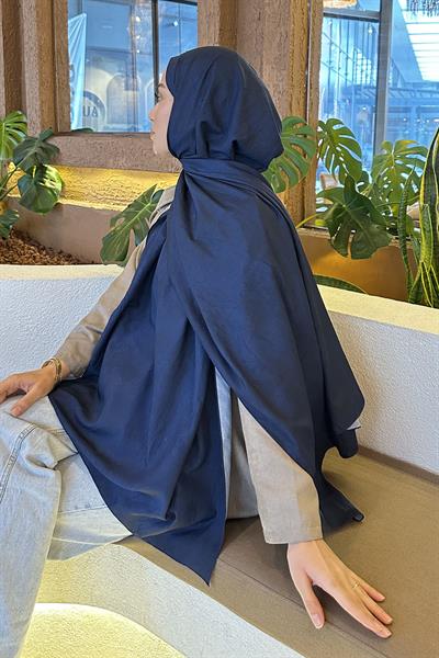 Bulut Desen Bambu Şal Lacivert