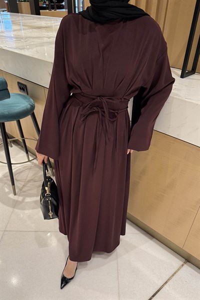 Nora Bağcıklı Tesettür Elbise Mürdüm