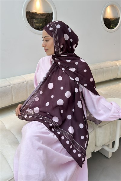 Puantiye Desen Soft Şal Koyu Bordo
