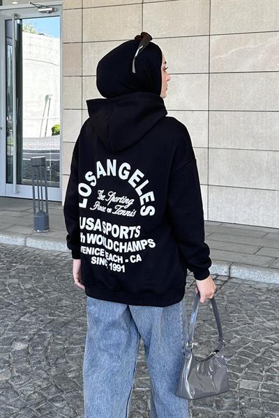 Los Angeles Baskı Detaylı  Sweat Siyah