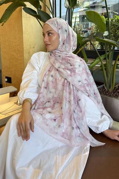 Çiçek Desen Lara Soft Şal Şeker Pembesi
