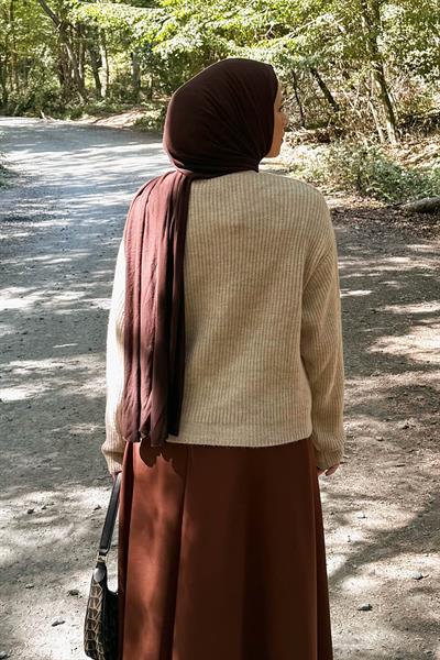 Crop V Yaka Hırka Bej