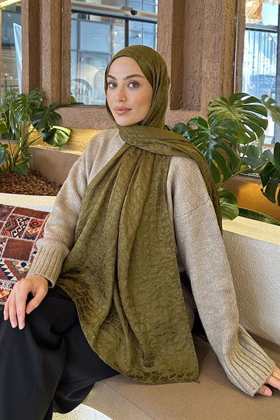 Bloom Desen Ayrobin Floş Jakar Şal Asker Yeşili