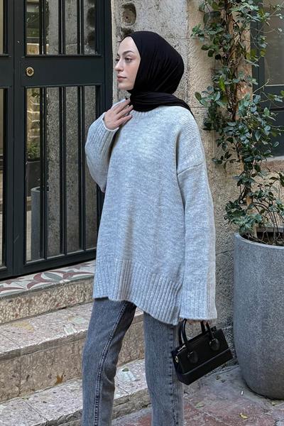 Geniş Kollu Kazak Gri