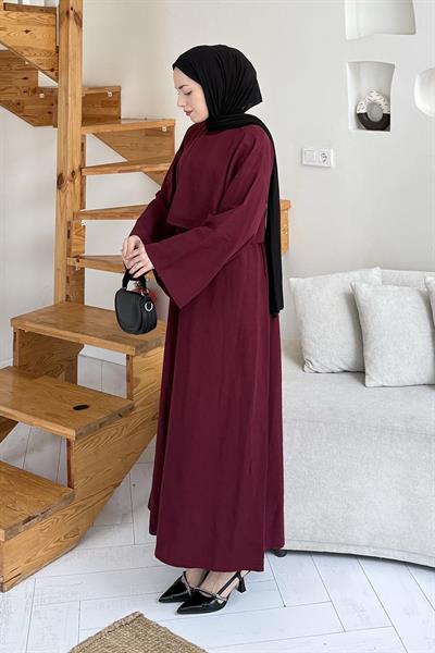 Etekli Tesettür Takım Bordo