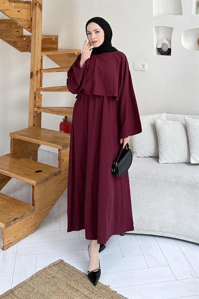 Etekli Tesettür Takım Bordo