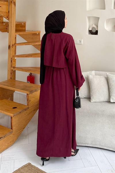 Etekli Tesettür Takım Bordo