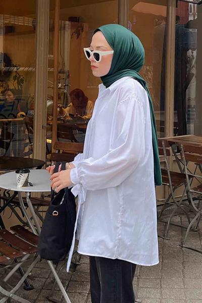 Kol Detaylı Gömlek 
Oversize Gömlek Beyaz