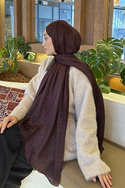 Bloom Desen Ayrobin Floş Jakar Şal Koyu Bordo