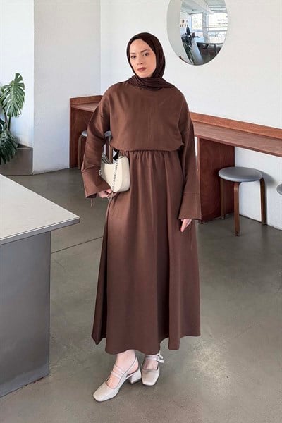 Kol Biye Detaylı Takım Acı Kahverengi