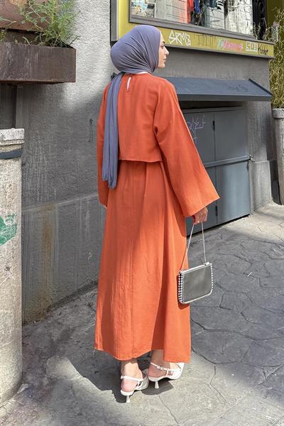 Etekli Tesettür Takım Kiremit