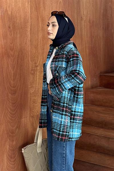 Ekose Desen Çift Cep Detaylı  Oduncu Gömlek Bordo