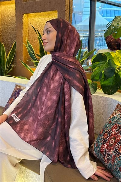Ceylan Desen Soft Şal Bordo