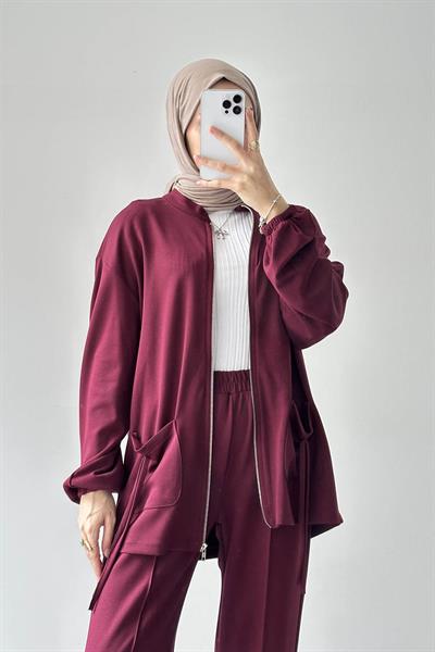 Biyeli Cepli İkili Takım Bordo