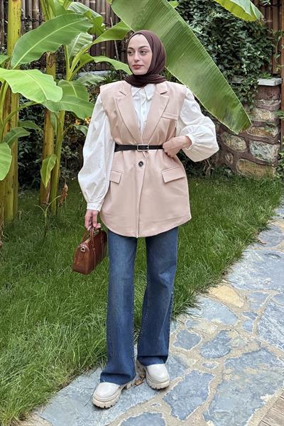 Cep Detaylı Yelek Taş