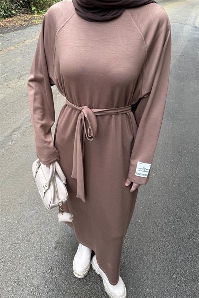 Arma Detaylı Elbise Soft Kahve