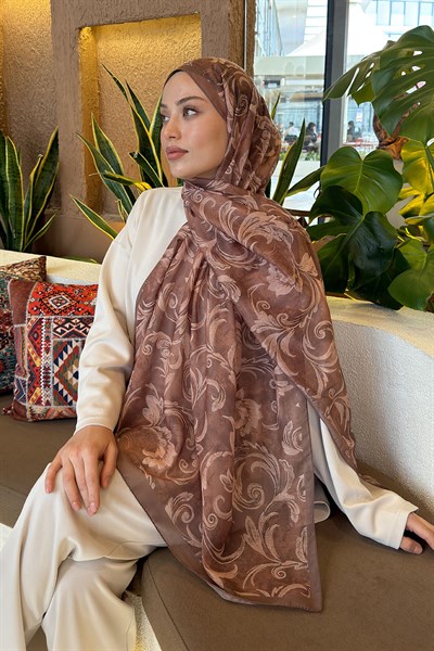 Etnik Desen Ferah Şal Sütlü Kahve