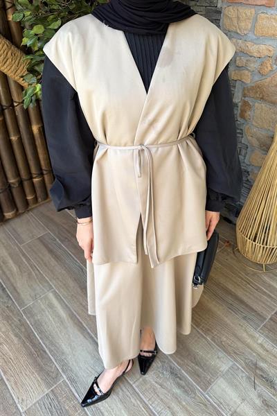 Yelek-Etek İkili Tesettür Takım vizonrengi