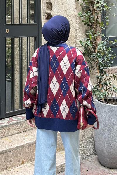 Bisiklet Yaka Kısa Hırka Lacivert