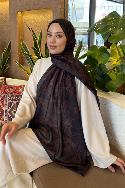 Etnik Desen Ferah Şal Siyah Kahverengi