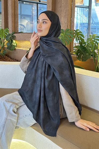 Bulut Desen Bambu Şal Siyah