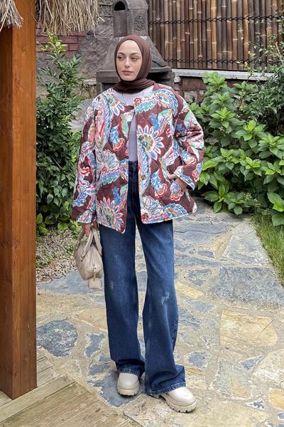 Desenli Kapitone Mont Acı Kahverengi