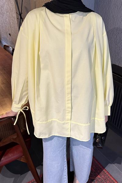 Manşeti Biyeli Tunik Sarı
