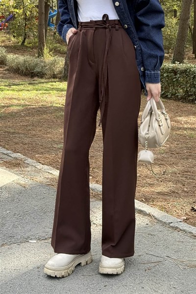 İp Detaylı Pantolon Acı Kahverengi