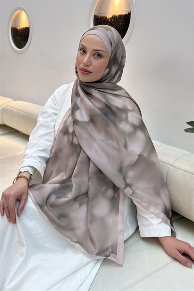 Batik Desen Soft Şal Koyu Vizonrengi