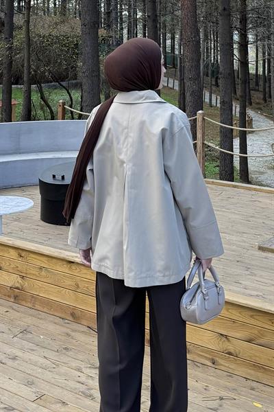 Fiyonk Detaylı Trençkot Haki