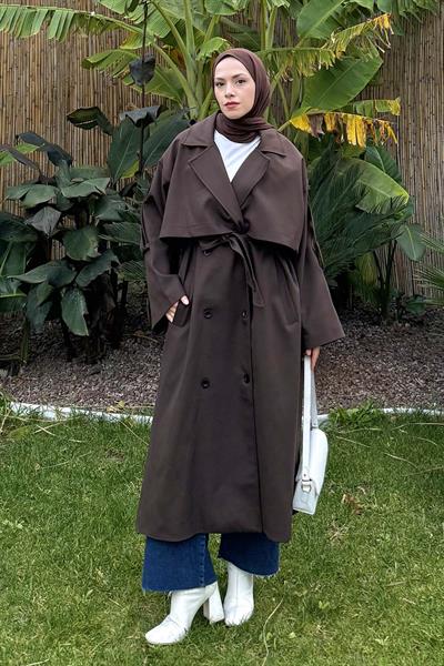 Kuşaklı Poliviskon Trenç Kahverengi