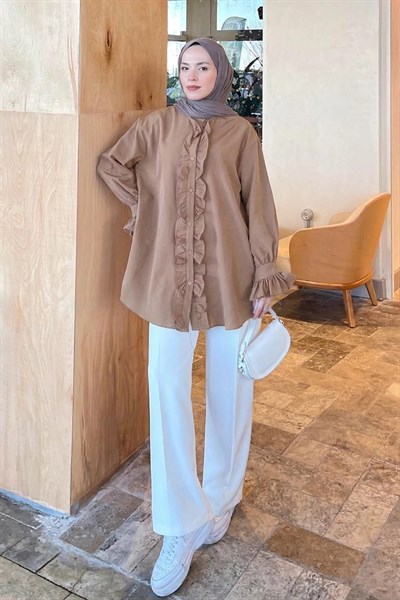 Flores Fırfırlı Tunik Soft Kahve