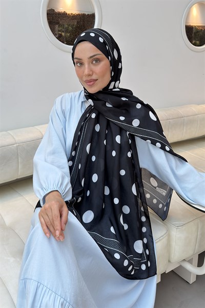 Puantiye Desen Soft Şal Siyah