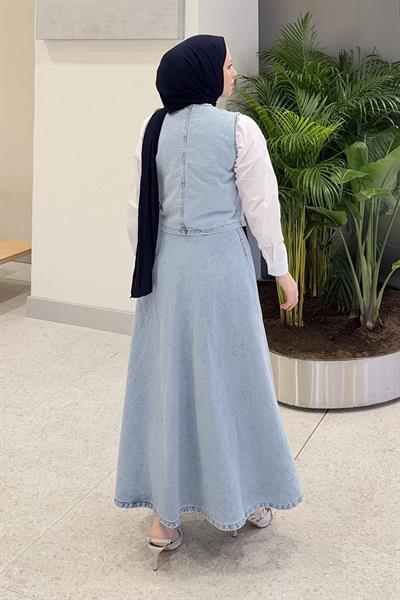 Kruvaz Kapama Kot Etekli Takım Mavi