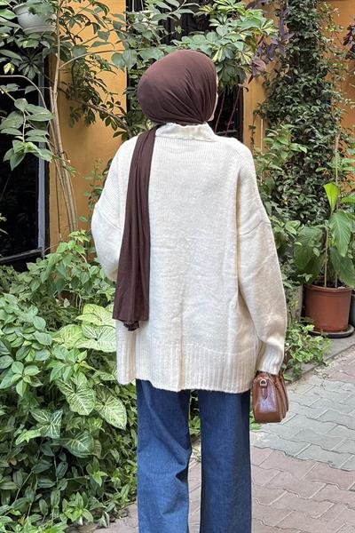 Salaş Dokulu Basic Hırka Natural