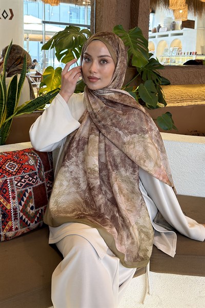 Gül Çiçek Desen Ferah Şal Mint Yeşili