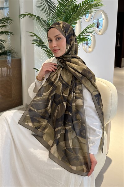 Brush Desen Soft Şal Asker Yeşili