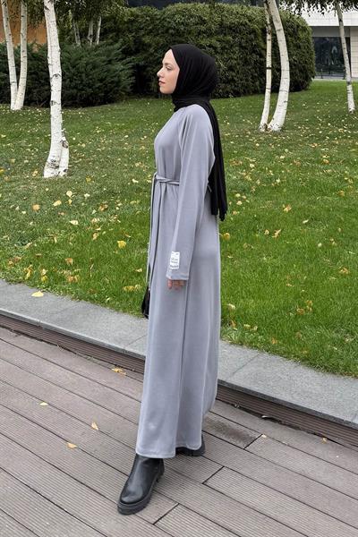 Arma Detaylı Elbise Gri