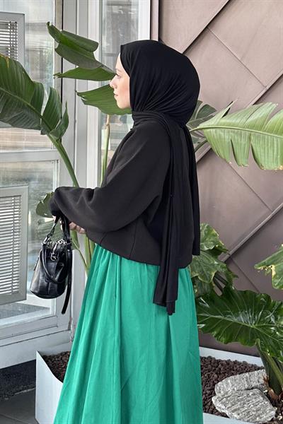 Düşük Omuz Üç İplik Sweatshirt Siyah