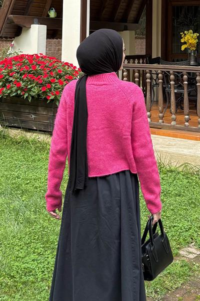 Örgülü Kazak Fuşya