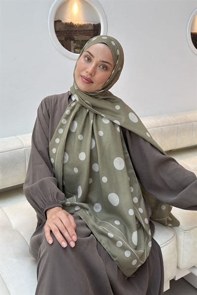Puantiye Desen Soft Şal Haki