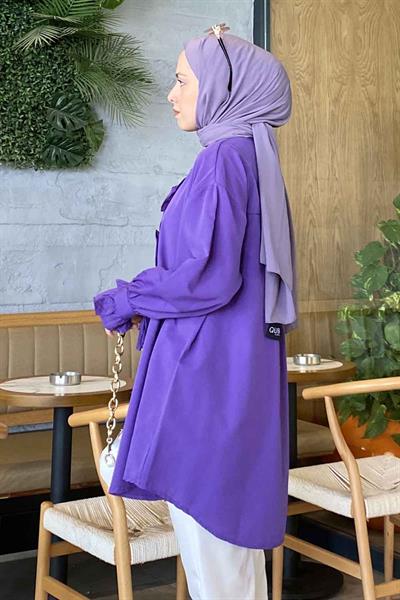 Flores Fırfırlı Tunik Mor