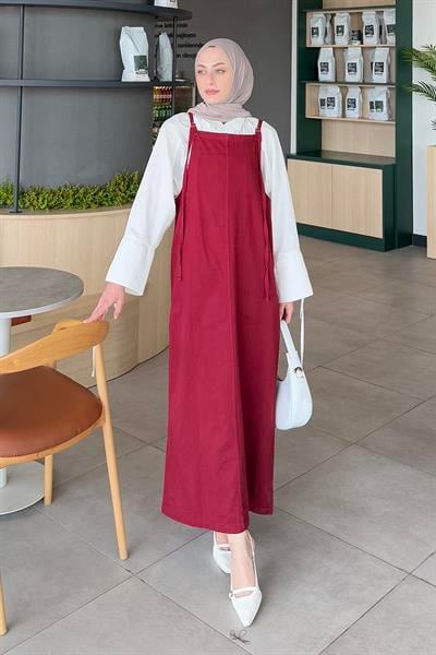 Gabardin Tesettür Jile Bordo