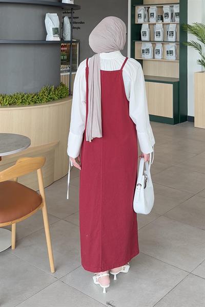 Gabardin Tesettür Jile Bordo