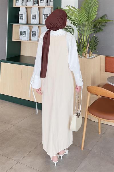 Gabardin Tesettür Jile Krem